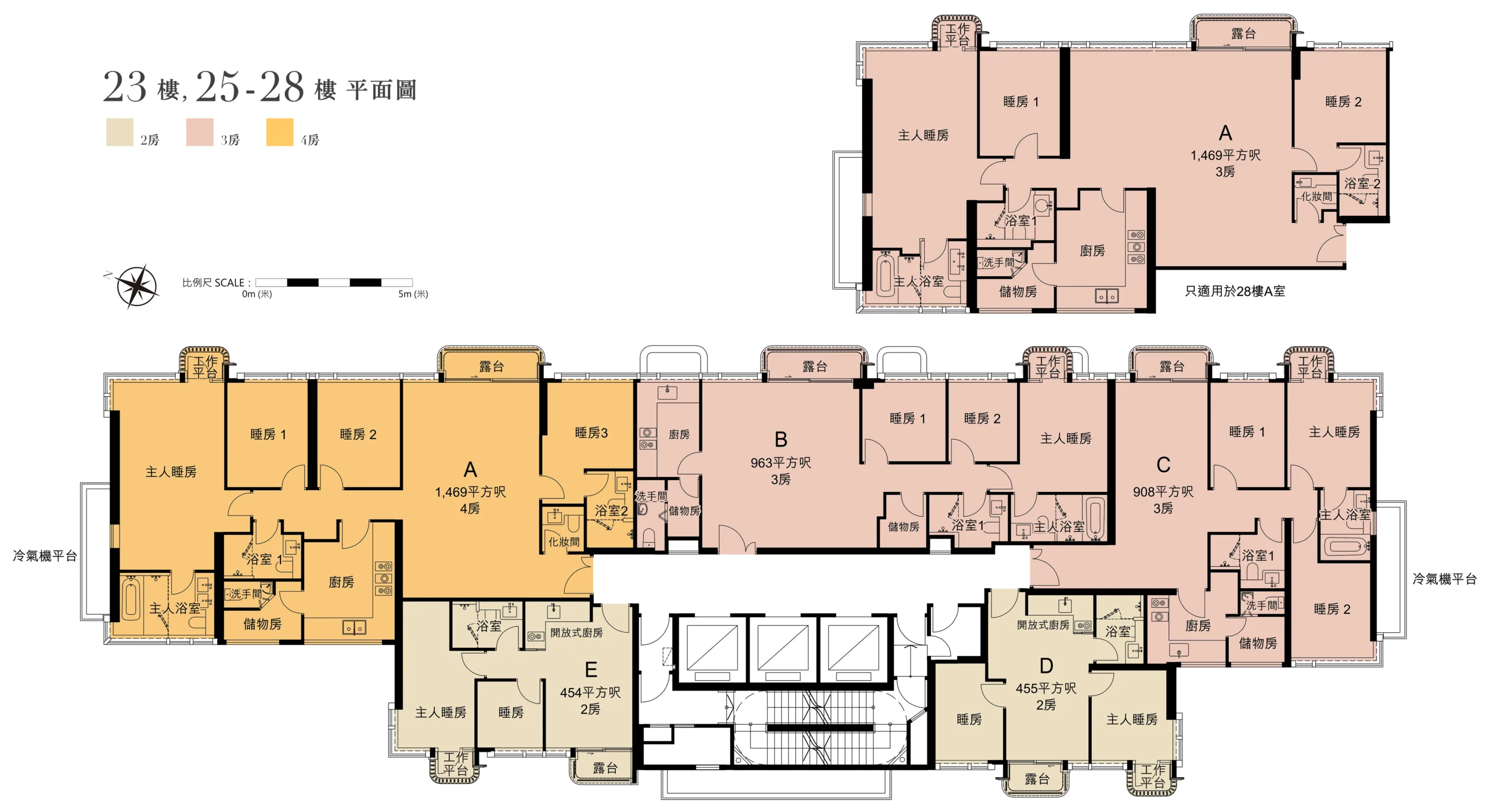 the MVP 23、25 至 28 樓簡化平面圖